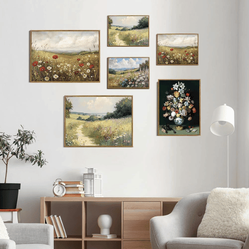 Framed Wildflower Daisy Field Canvas Wall Art