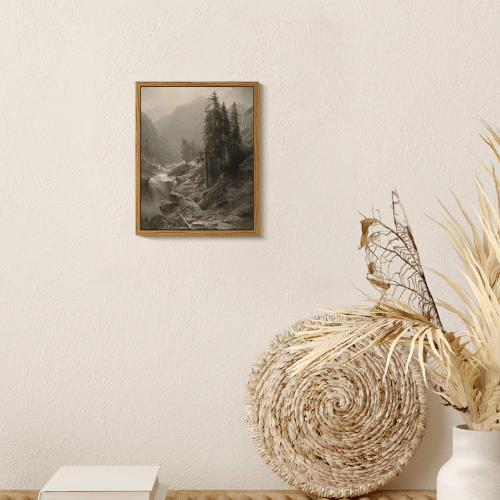 Vintage Framed Mountain Canvas Wall Art