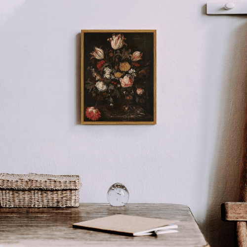 Vintage Framed Floral Canvas Wall Art
