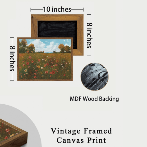 Vintage Autumn Farmhouse Wildflower Canvas Wall Art