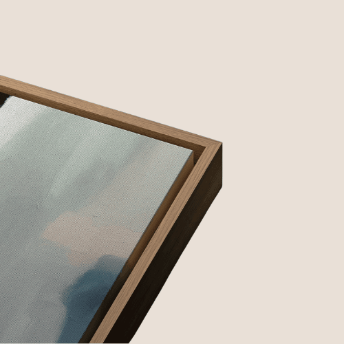 Framed Canvas Print Wall Art – Blue Pink Pastel Abstract Watercolor Collage