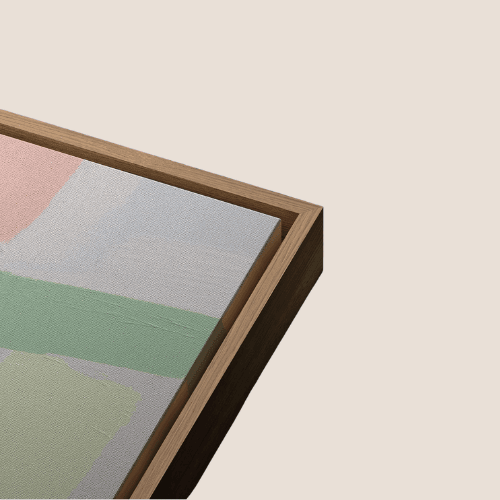 Framed Canvas Wall Art – Pastel Watercolor Abstract Collage