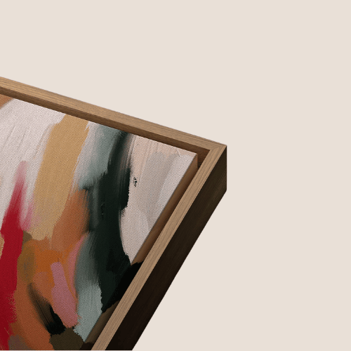 Framed Canvas Wall Art – Rainbow Pastel Abstract Swirl Strokes