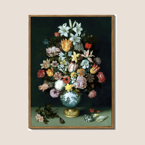 Framed Flower Still Life Canvas Wall Art