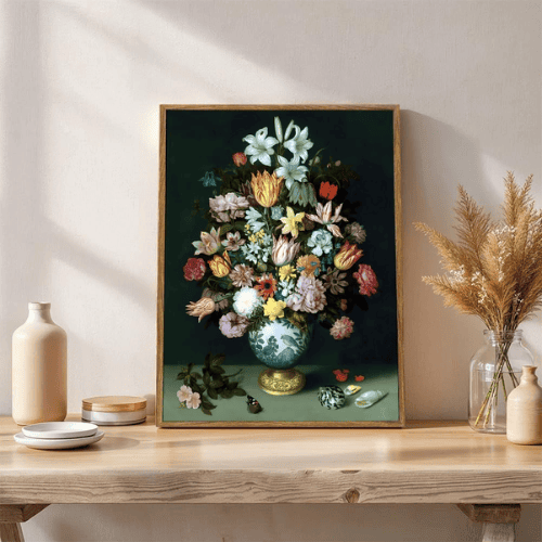 Framed Flower Still Life Canvas Wall Art