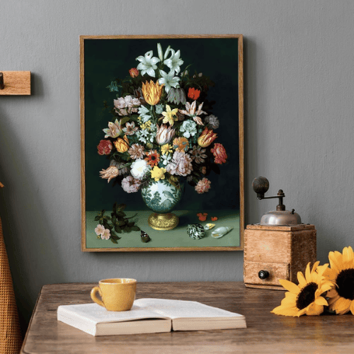 Framed Flower Still Life Canvas Wall Art