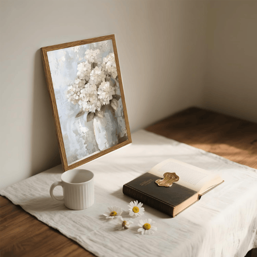 Framed Vintage Hydrangea Canvas Wall Art