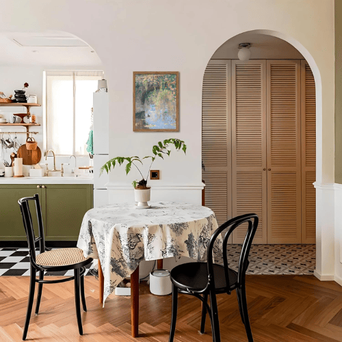 Floral Bridge Canvas Wall Art – Framed Landscape Painting for Home Decor