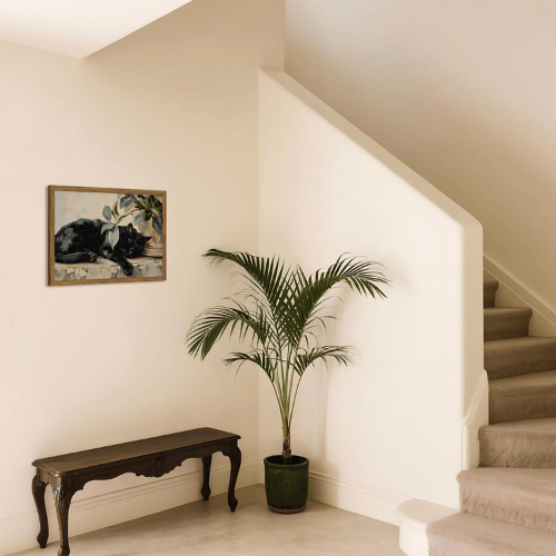 Framed Black Cat Canvas Wall Art