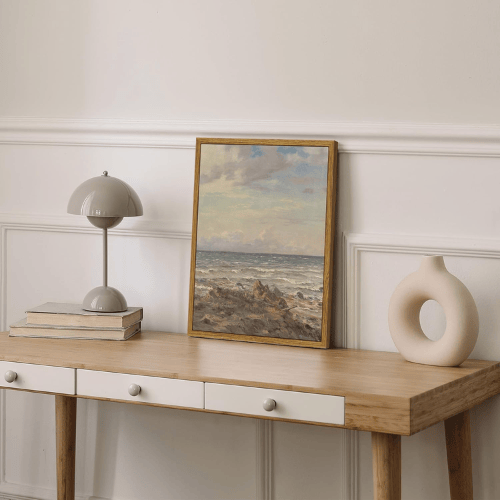 Vintage Framed Ocean Canvas Wall Art