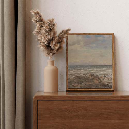 Vintage Framed Ocean Canvas Wall Art