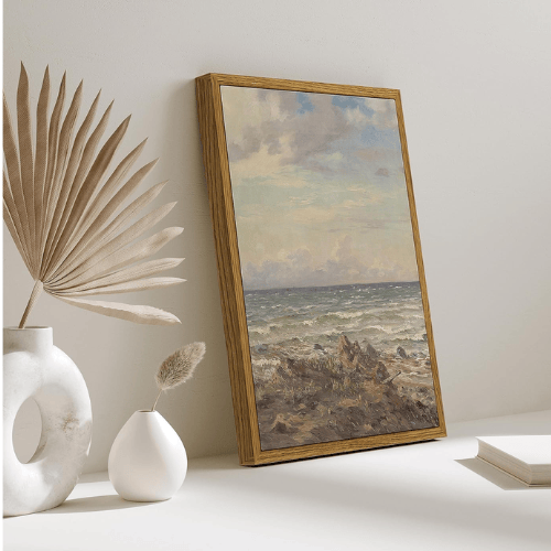Vintage Framed Ocean Canvas Wall Art