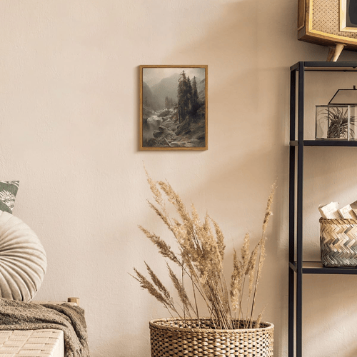 Vintage Framed Mountain Canvas Wall Art