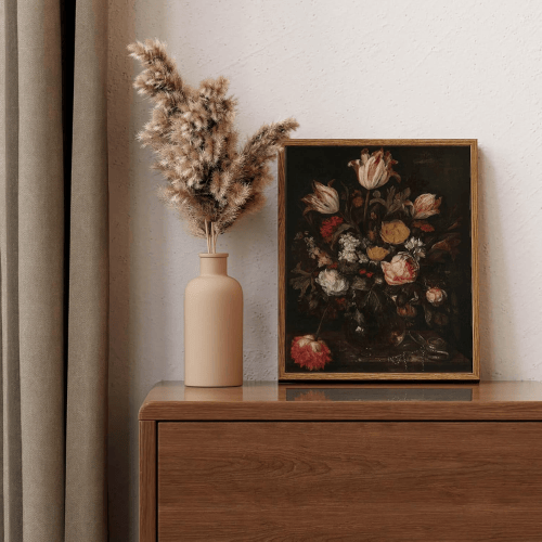 Vintage Framed Floral Canvas Wall Art