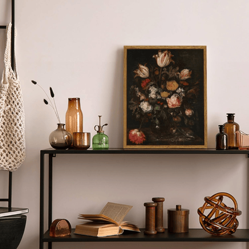 Vintage Framed Floral Canvas Wall Art