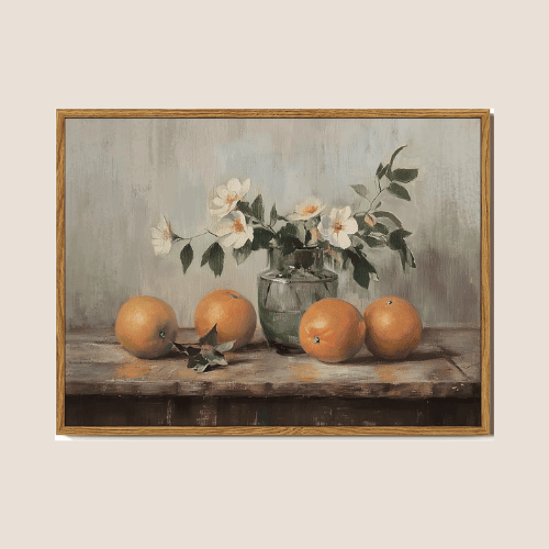 Farmhouse Vintage Orange Still Life Wall Art