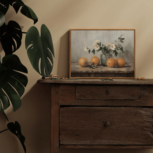Farmhouse Vintage Orange Still Life Wall Art