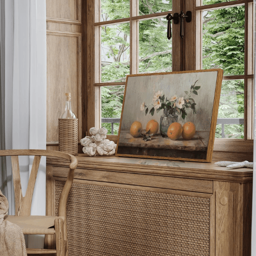 Farmhouse Vintage Orange Still Life Wall Art