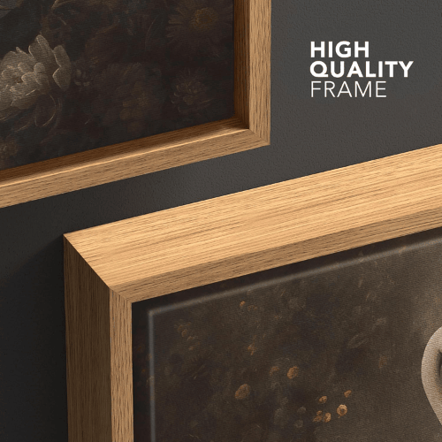 Vintage Crane in Floral Garden Framed Canvas Wall Art