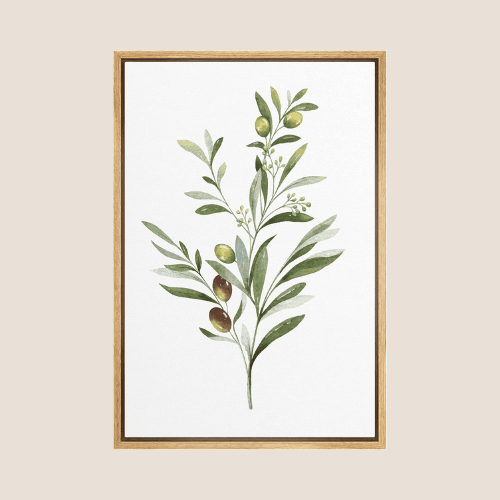 Olive Branch Watercolor Canvas Wall Art