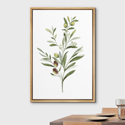 Olive Branch Watercolor Canvas Wall Art