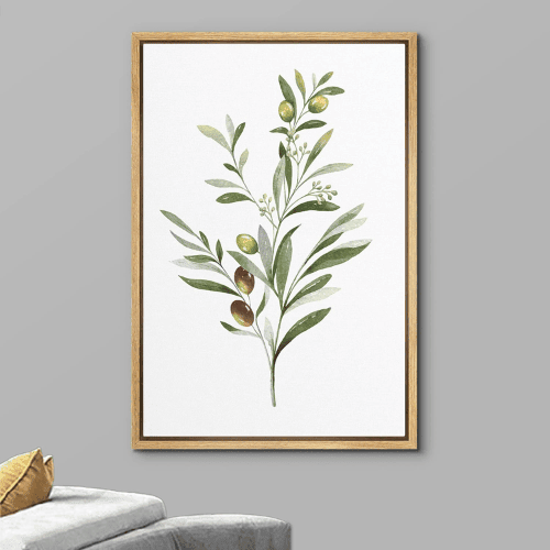 Olive Branch Watercolor Canvas Wall Art
