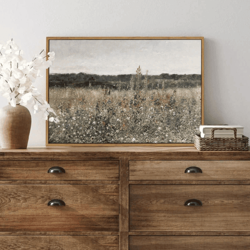 Wildflower Field Vintage Canvas Wall Art