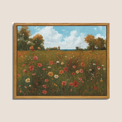 Vintage Autumn Farmhouse Wildflower Canvas Wall Art