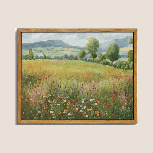 Vintage Spring Farmhouse Wildflower Canvas Wall Art