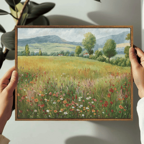 Vintage Spring Farmhouse Wildflower Canvas Wall Art