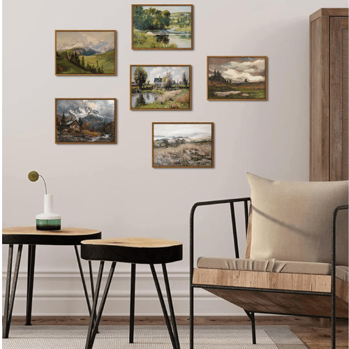 Vintage Winter Alpine Landscape Canvas Wall Art