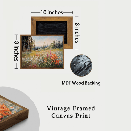 Vintage Mountain Meadow Wildflower Canvas Wall Art