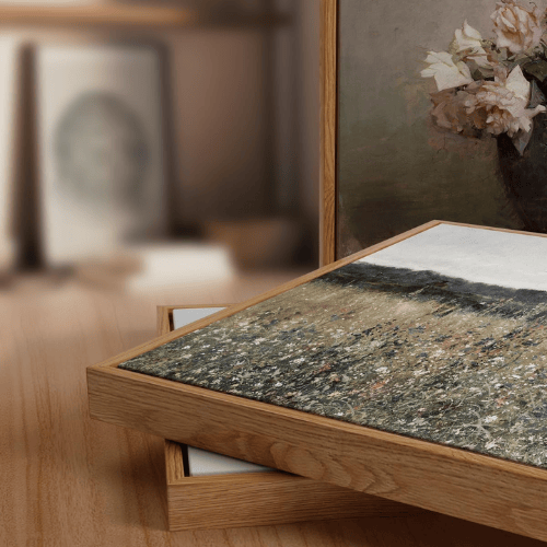 Square Framed Canvas Wall Art "A Bed of Poppies"