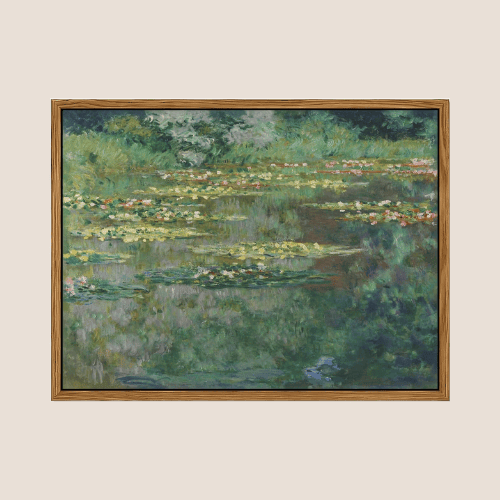 Framed Claude Monet Wall Art – Water Lilies Pond Impressionist Canvas