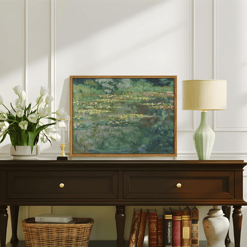 Framed Claude Monet Wall Art – Water Lilies Pond Impressionist Canvas