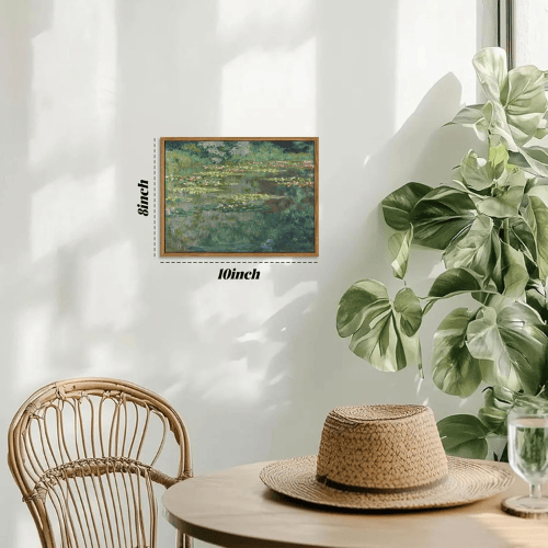 Framed Claude Monet Wall Art – Water Lilies Pond Impressionist Canvas