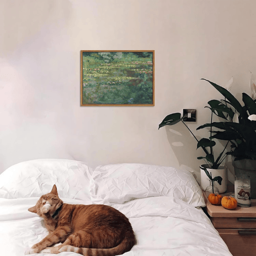 Framed Claude Monet Wall Art – Water Lilies Pond Impressionist Canvas