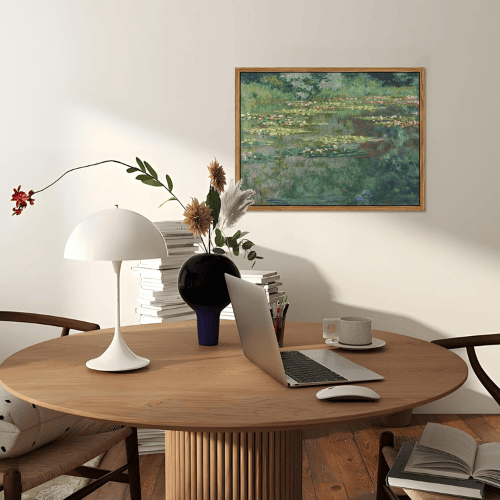 Framed Claude Monet Wall Art – Water Lilies Pond Impressionist Canvas