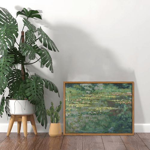Framed Claude Monet Wall Art – Water Lilies Pond Impressionist Canvas
