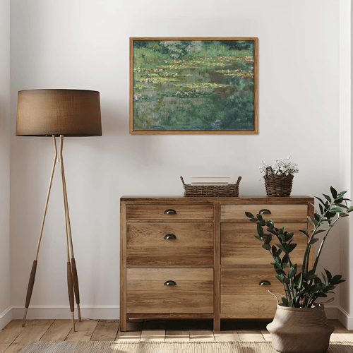 Framed Claude Monet Wall Art – Water Lilies Pond Impressionist Canvas