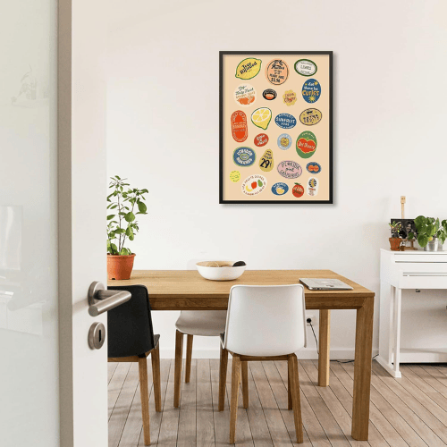 Black Framed Vintage Fruit Market Wall Art – Retro Food Poster Canvas Art