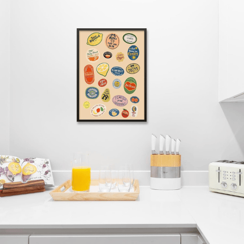 Black Framed Vintage Fruit Market Wall Art – Retro Food Poster Canvas Art