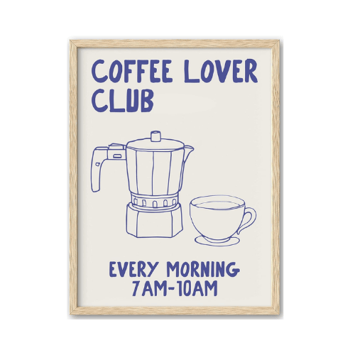 Coffee Lover Framed Wall Art – Hand Drawn Moka Pot Canvas Art