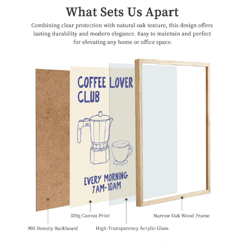 Coffee Lover Framed Wall Art – Hand Drawn Moka Pot Canvas Art