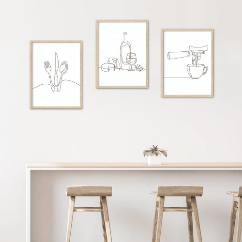 Coffee Line Art Framed Wall Art – Minimalist Coffee Cup Canvas Art