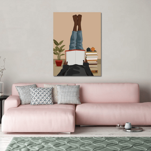 African American Boho Wall Art – Black Women Reading Book Canvas Art