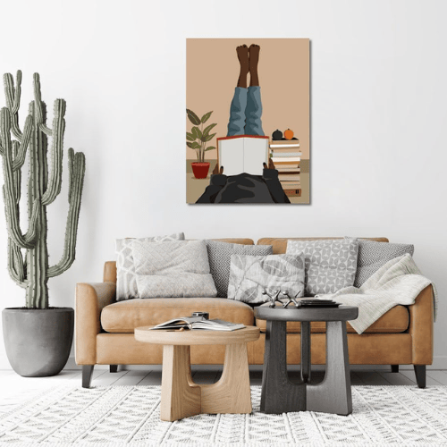 African American Boho Wall Art – Black Women Reading Book Canvas Art
