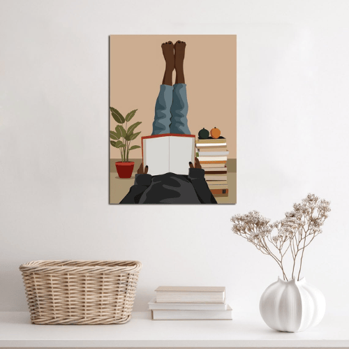African American Boho Wall Art – Black Women Reading Book Canvas Art