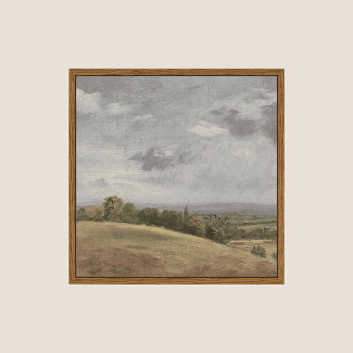 Square Framed Canvas Wall Art – Prairie Mountain Landscape