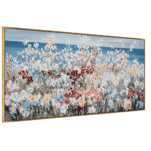 Textured Floral Framed Canvas Wall Art – Vibrant 3D Hand-Painted Botanical Artwork